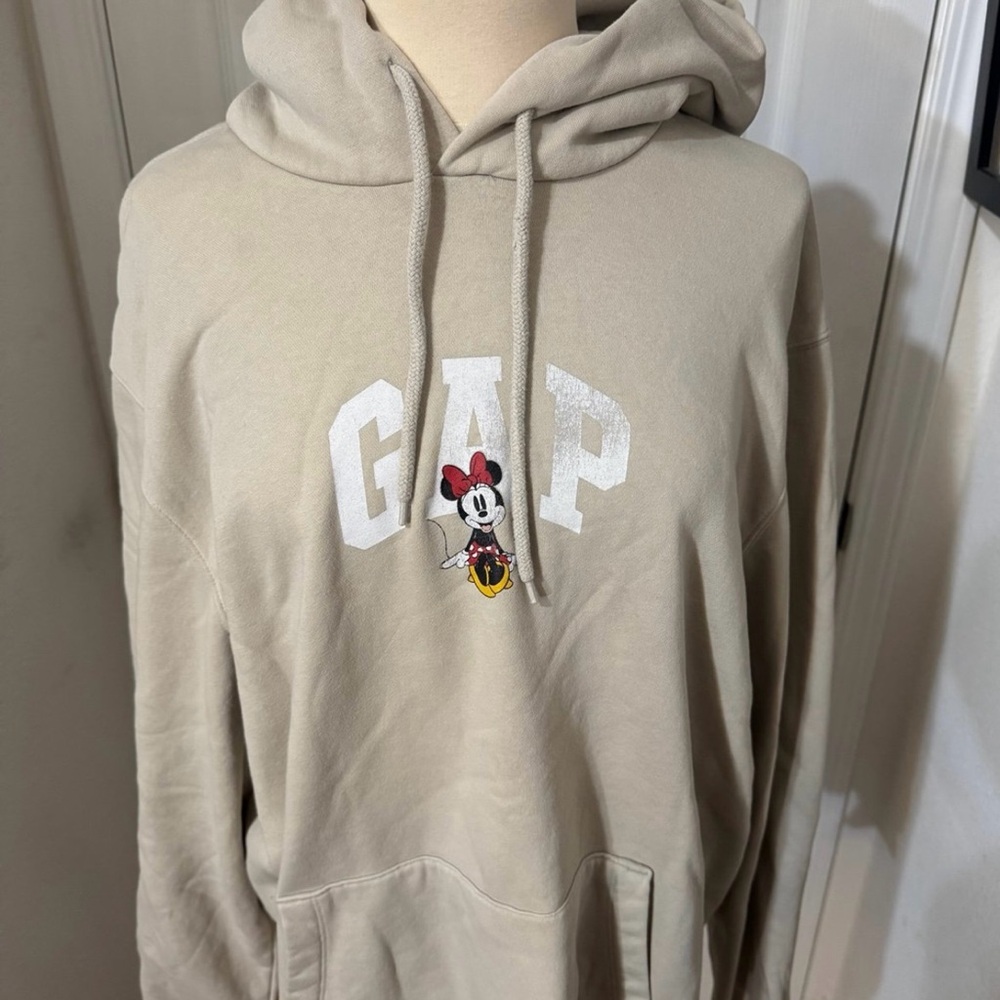 GAP Women's Beige Hoodie with Minnie Mouse
